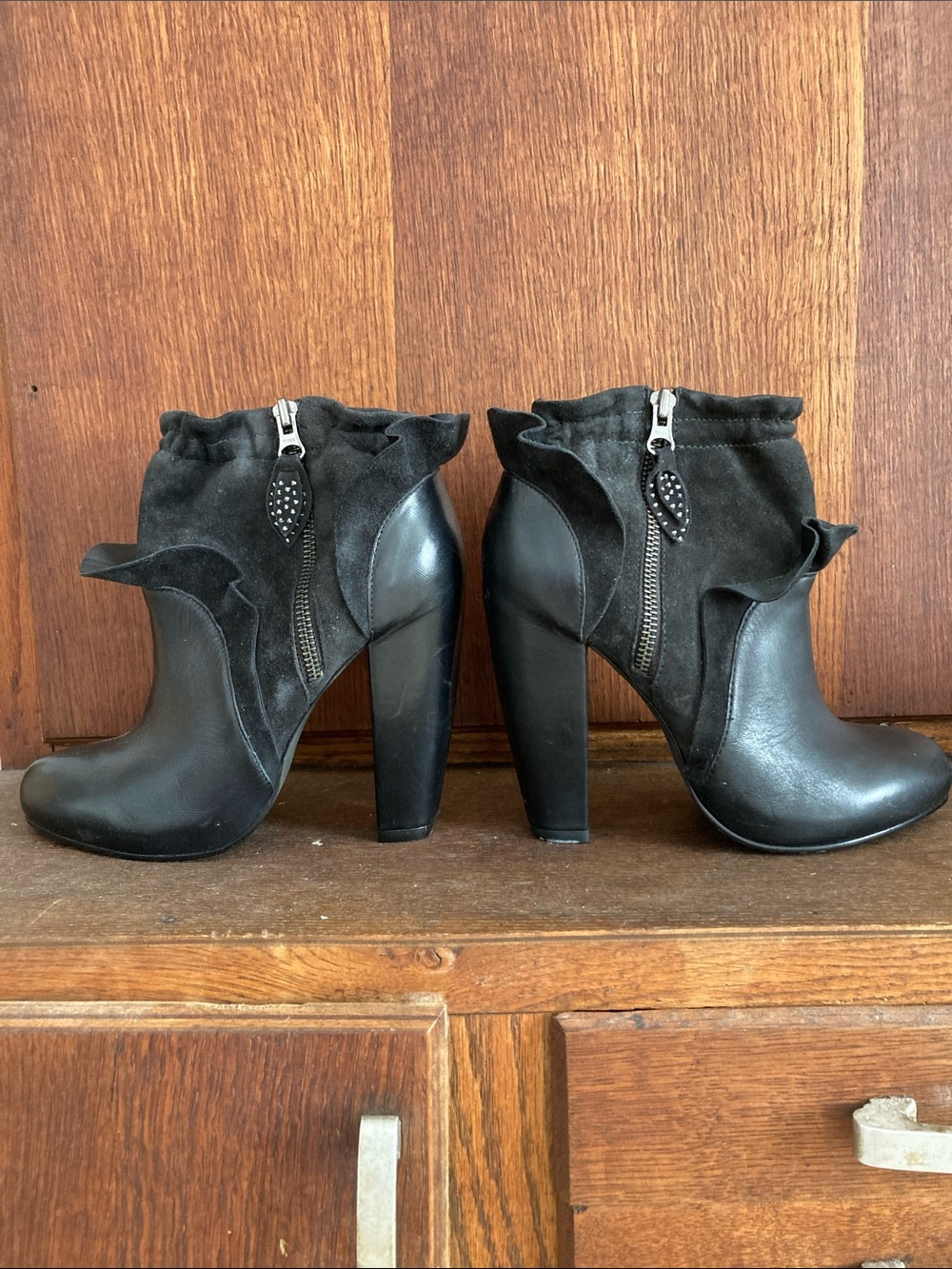 Rebecca Taylor Babydoll Platform leather suede booties sz 8